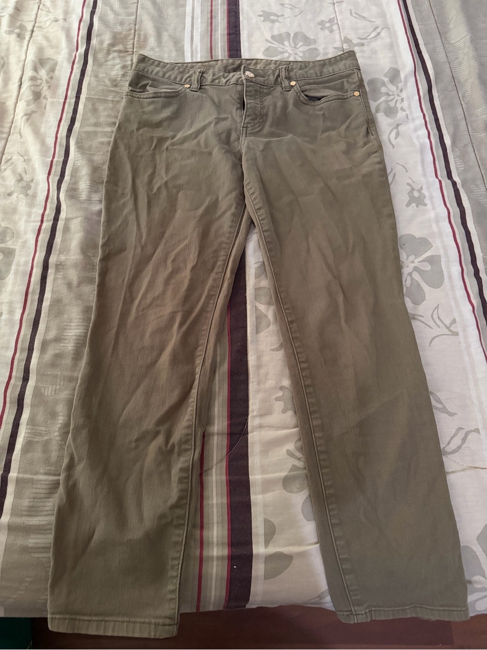 Tory Burch Olive Green Straight-Leg Jeans
